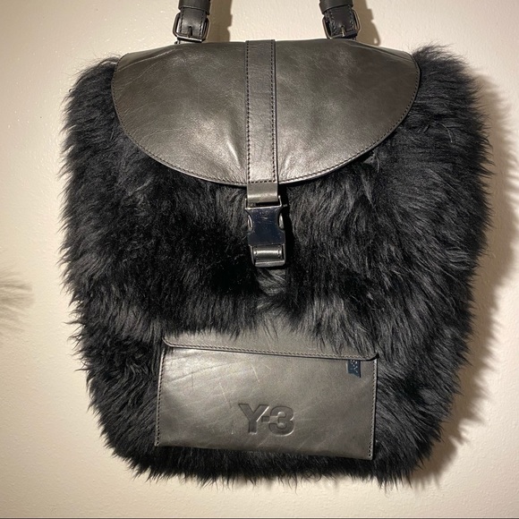 Y3 YOHJI YAMAMOTO Adidas Rare Shearling Sherpa Leather Oversized Bag - Picture 12 of 16